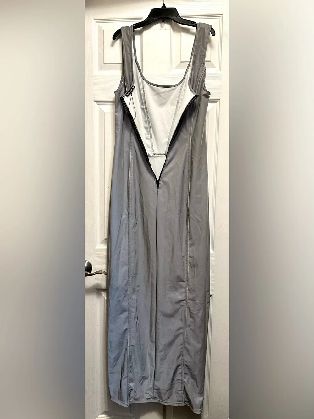 Fashion Nova Light Gray Sleeveless Wide-Leg Jumpsuit